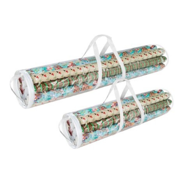 Hastings Home Set of 2 Hastings Home Wrapping Paper Storage Bags, Organizers for 30 and 40-Inch Rolls of Gift Wrap 716308KKK